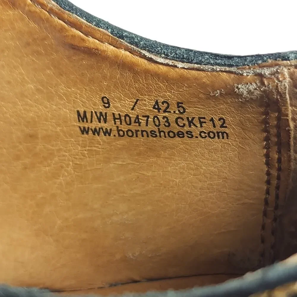 Born Men's Samson US 9 Black Leather Lace up Casual Oxford Shoes H43403